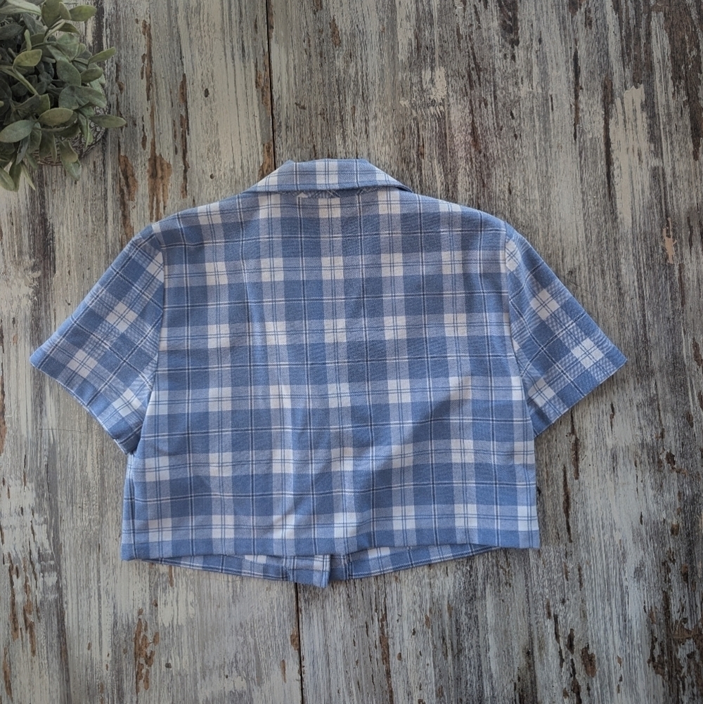 Aritzia Sunday Best Tuesday Shirt Blue Plaid Women's XS - Picture 5 of 6